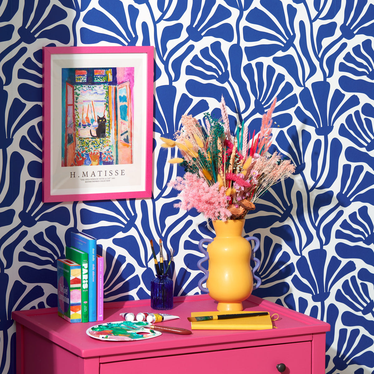 Mad for Matisse Wallpaper in Cobalt Blue and White – Lust Home