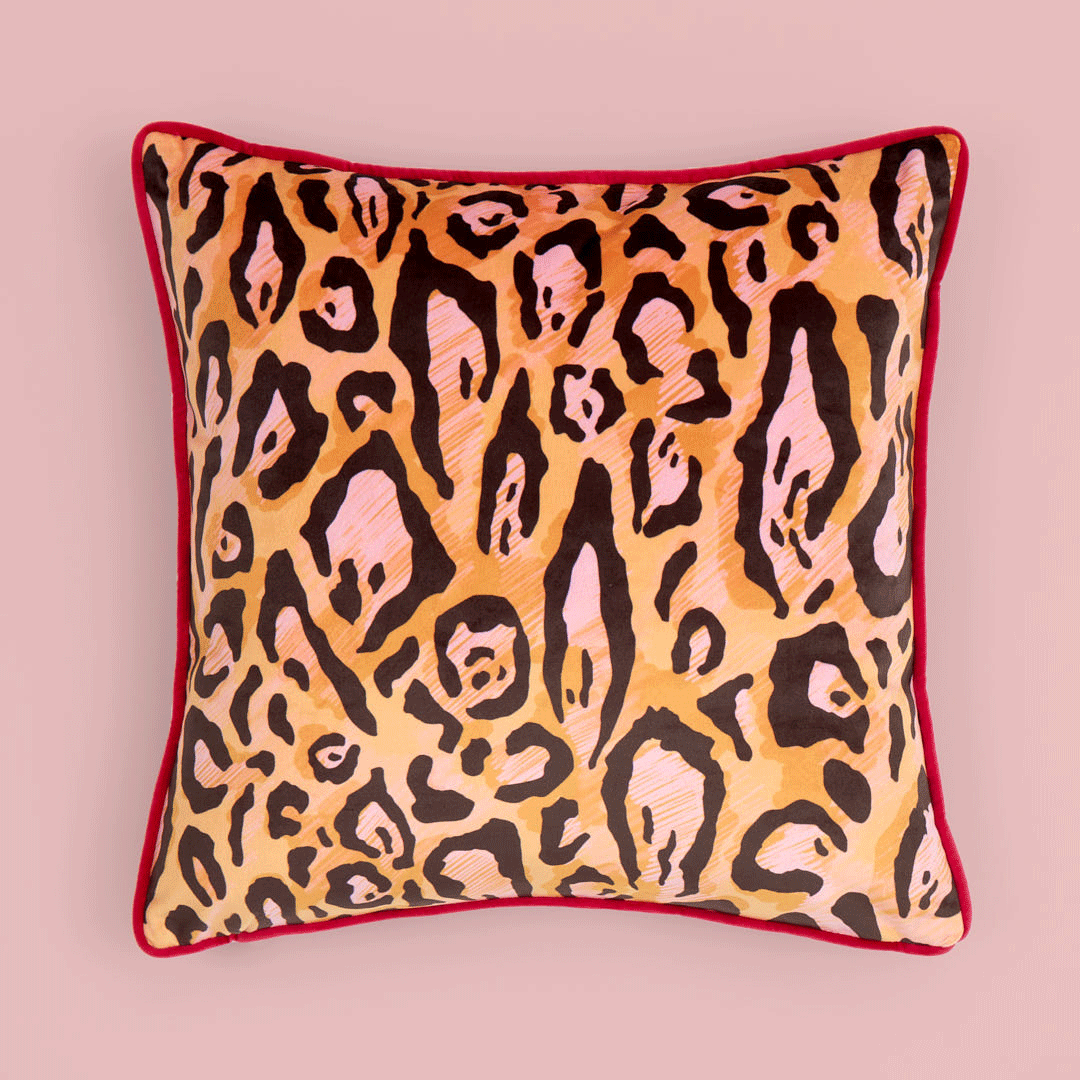 Animal Instinct Cushion in Ochre and Pink – Lust Home