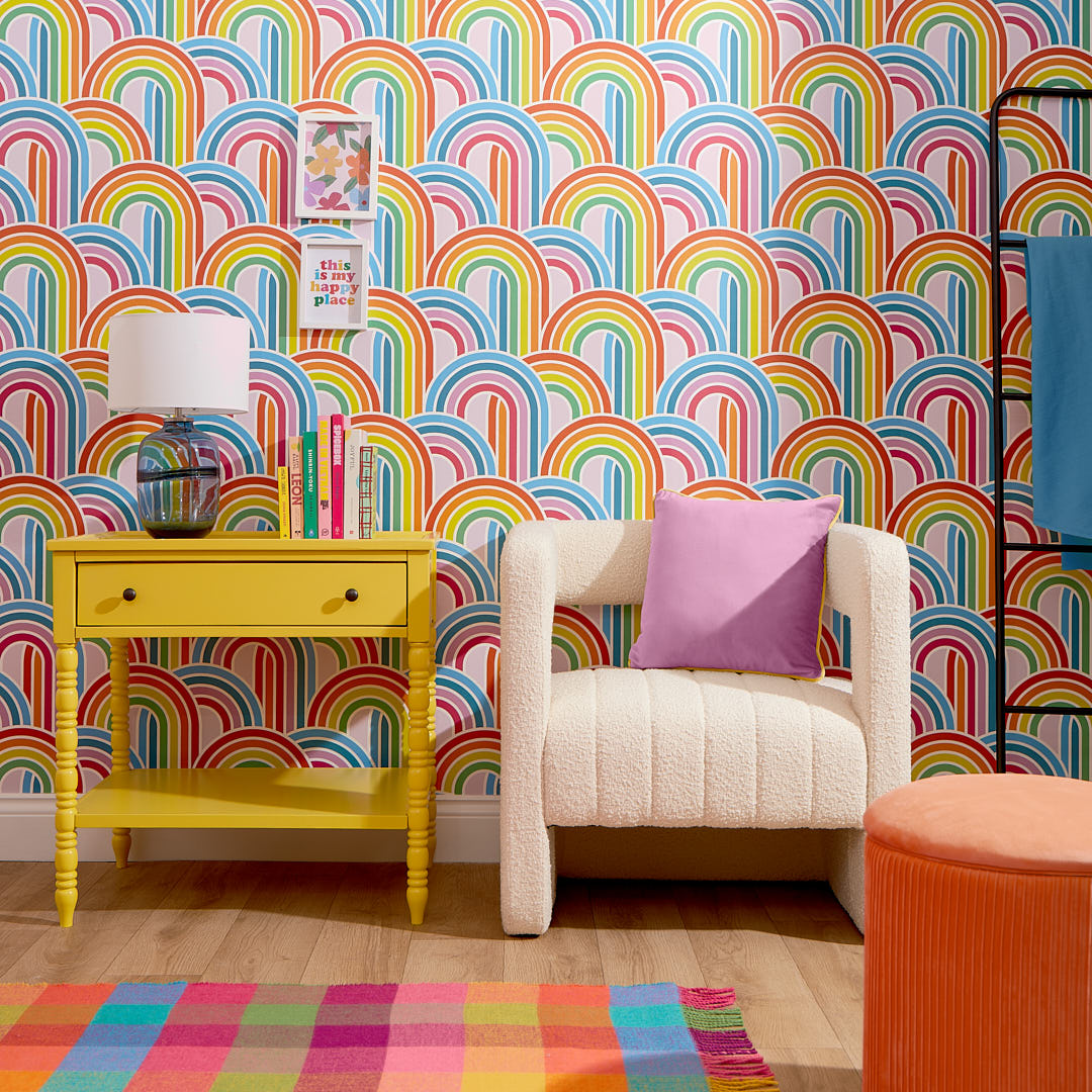 rainbow wallpaper bedroom