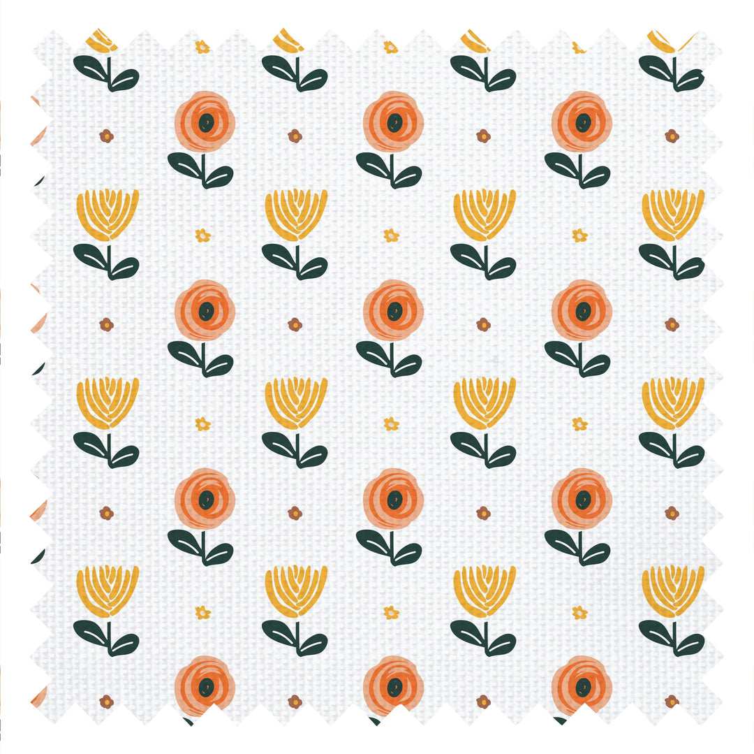 Flower Power Fabric in Gerbera Orange and Mustard