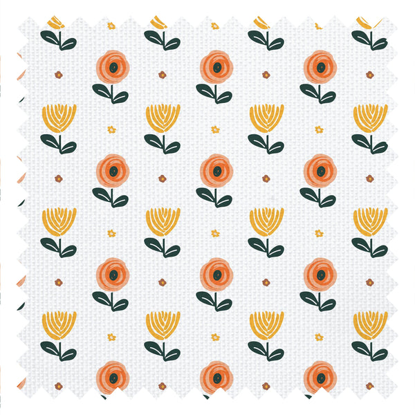 Flower Power Fabric in Gerbera Orange and Mustard
