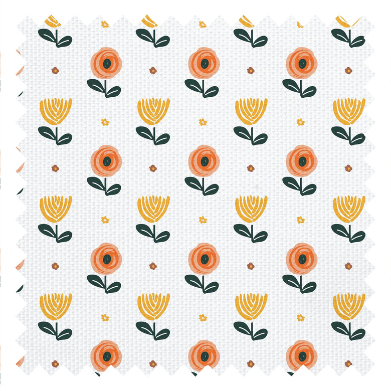 Flower Power Fabric in Gerbera Orange and Mustard