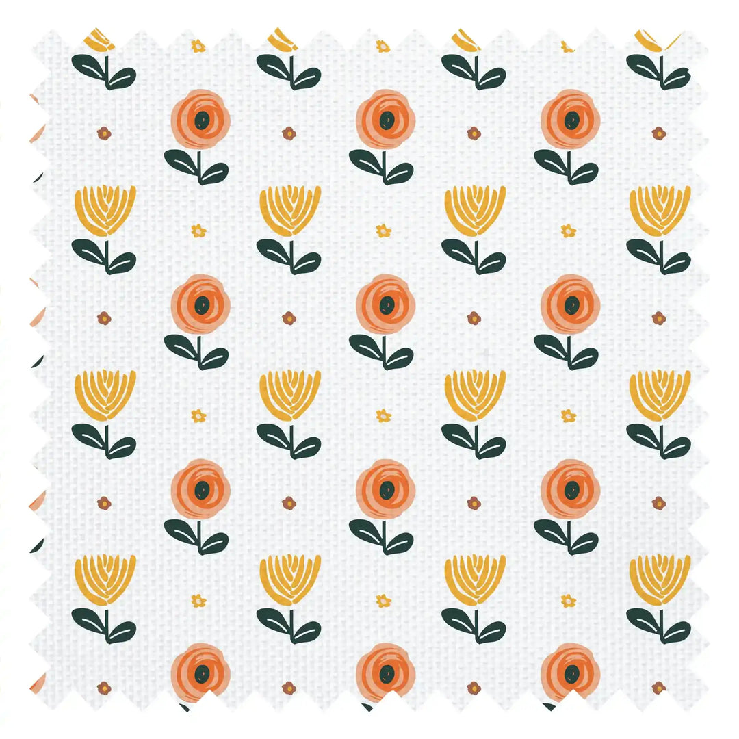 Flower Power Fabric in Gerbera Orange and Mustard