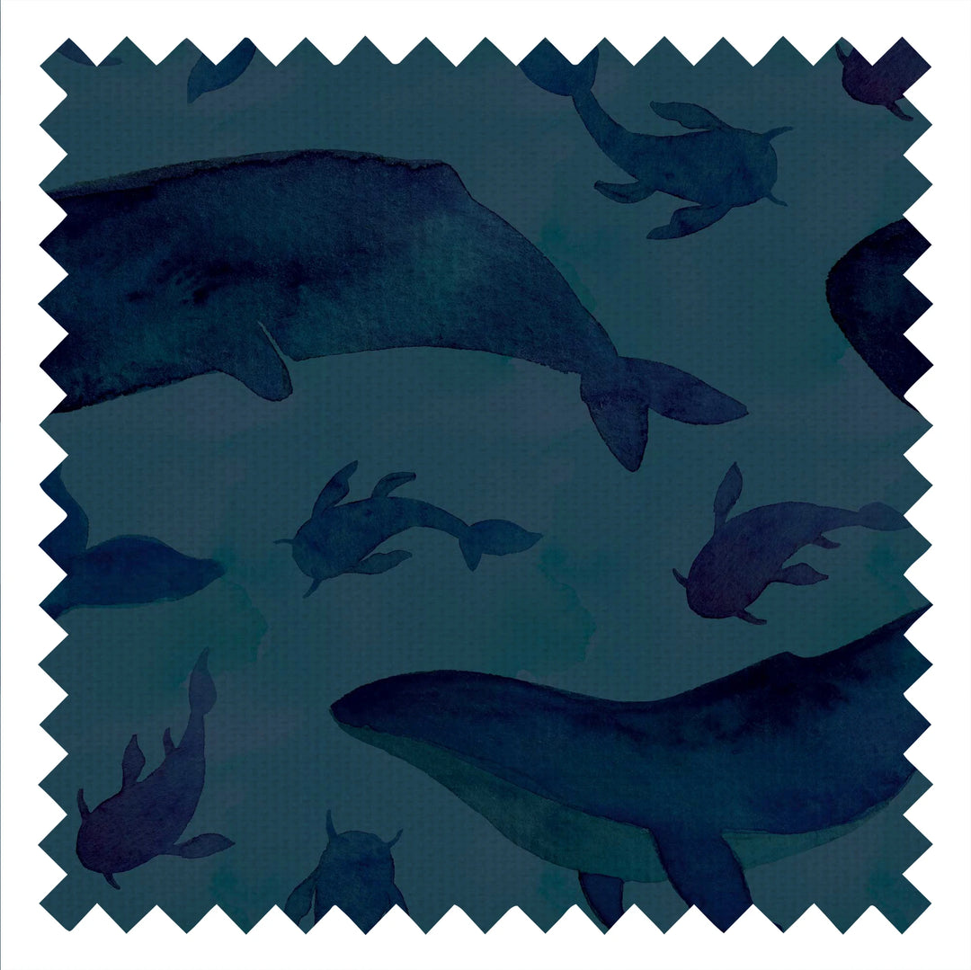 Whale Of A Time Fabric in Deep Sea Blue
