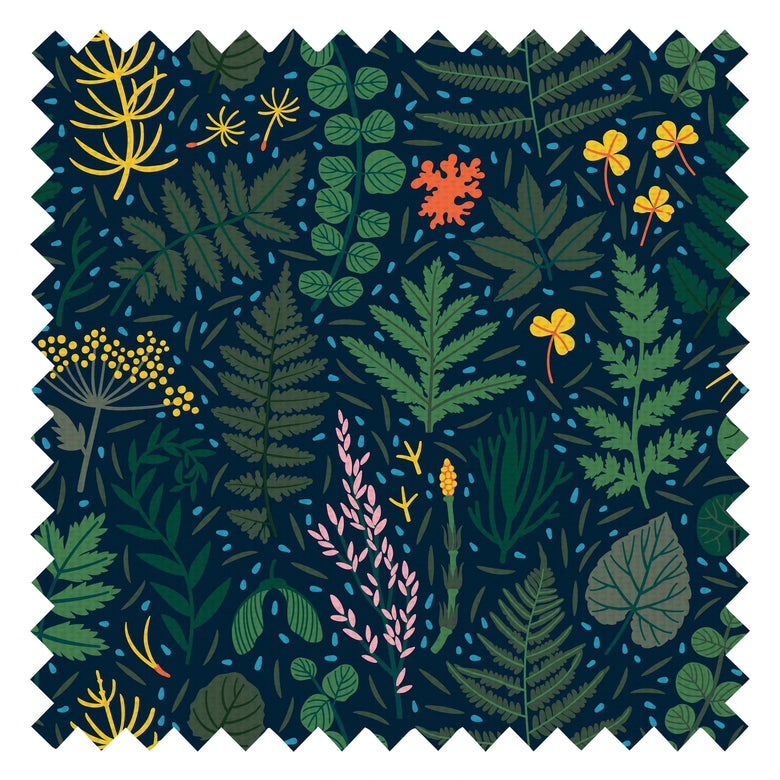 Woodland Walks Fabric in Forest Greens and Mustard Accent