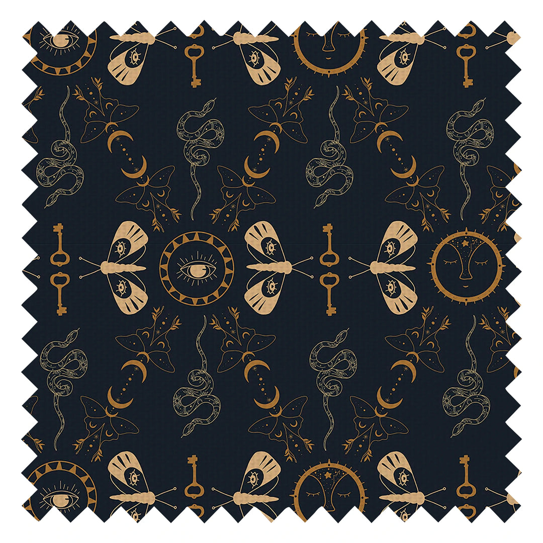 Spellbound Fabric in Midnight Blue and Mustard