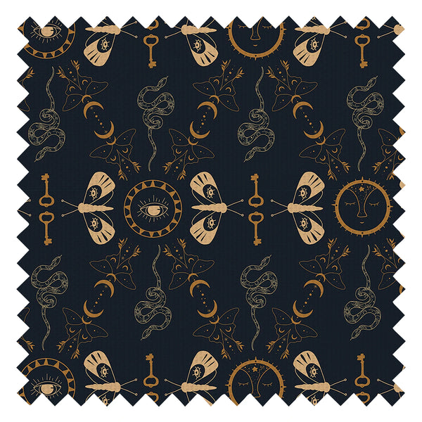 Spellbound Fabric in Midnight Blue and Mustard