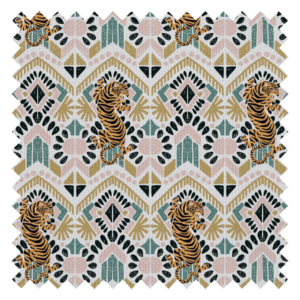 Clawdia Fabric in Blush, Mustard and Pine Green