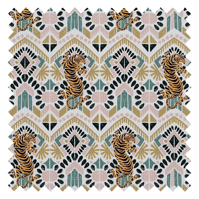Clawdia Fabric in Blush, Mustard and Pine Green
