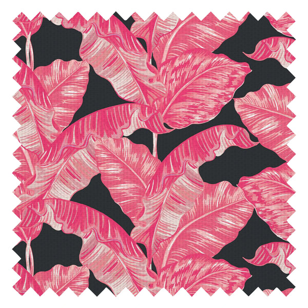 Under The Banana Tree Fabric in Hot Pink and Charcoal
