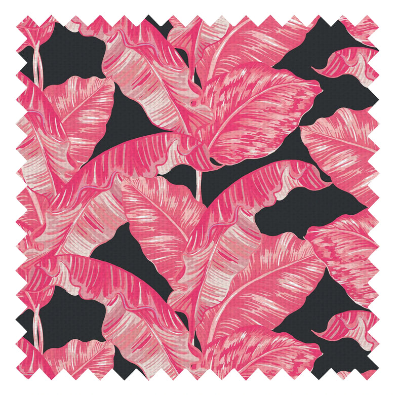 Under The Banana Tree Fabric in Hot Pink and Charcoal