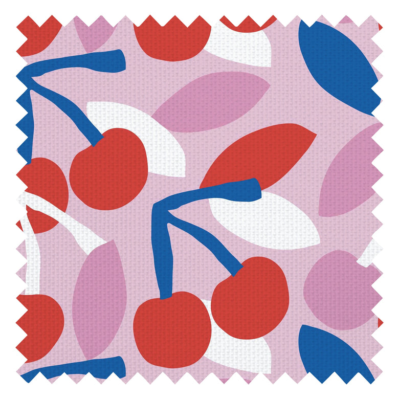 Sweet Cherry Pie Fabric in Soft Berry, Cherry Red and French Blue