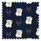Lucky Cat Midnight Fabric in Navy, Jasmine White and Crimson