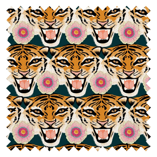 Tigerlily Fabric in Emerald Green, Pink and Orange