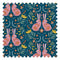 Bunny Tales Fabric in Teal and Cherry Blossom