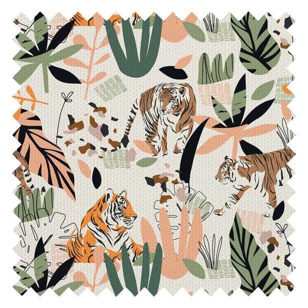 Wild and Free Fabric in Jungle Greens, Terracotta and Sandstone