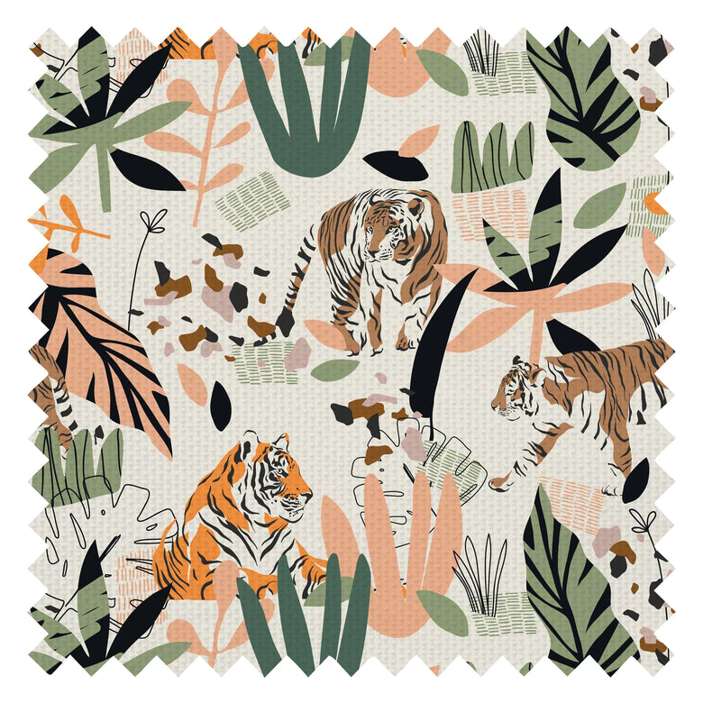 Wild and Free Fabric in Jungle Greens, Terracotta and Sandstone