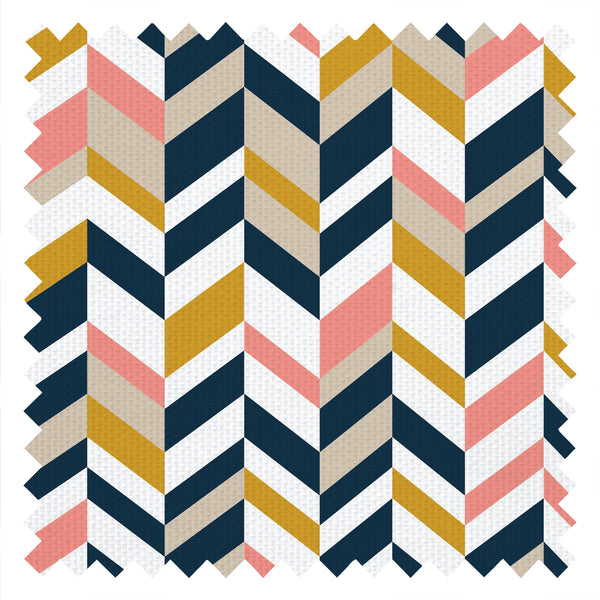 Bau in the Haus Fabric in Mustard, Flamingo Pink, Midnight Navy and Stone