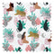 Cool Cats and Kittens Fabric in Pastel Pink and Mint Green