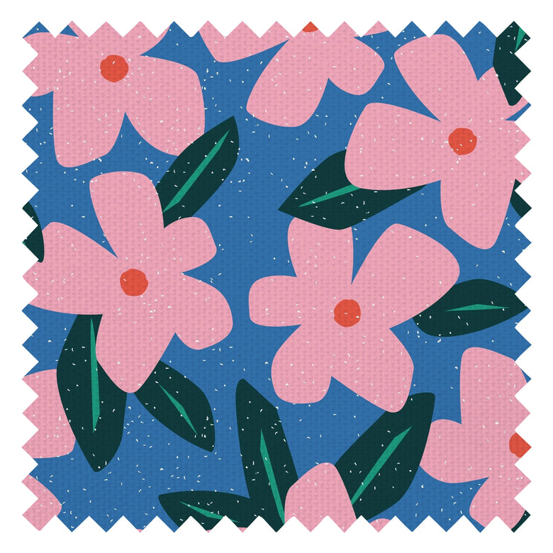 Flower Bomb Fabric in Cobalt Blue and Pink