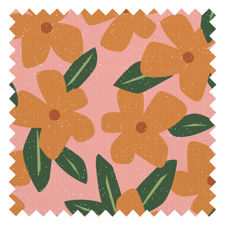 Flower Bomb Fabric in Pink and Orange