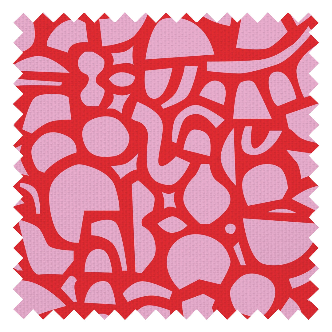 Doodle Fabric in Red and Pink