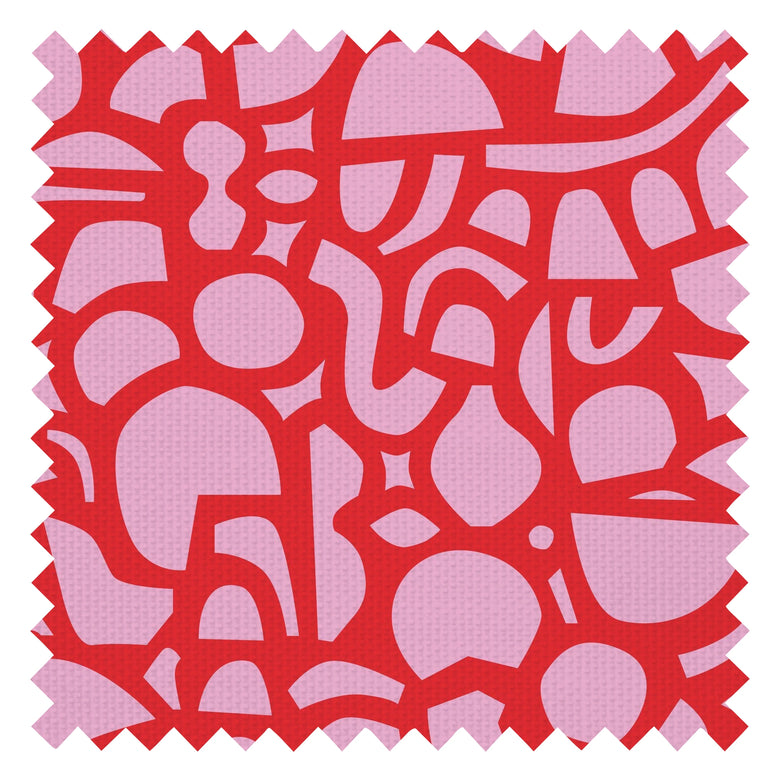 Doodle Fabric in Red and Pink