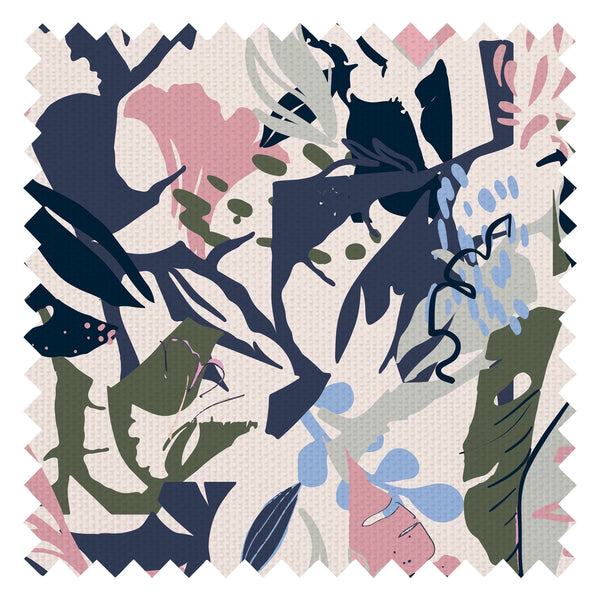 Spring Vacation Fabric in Candy Pink, Jungle Green, Midnight Navy and Safari Cream