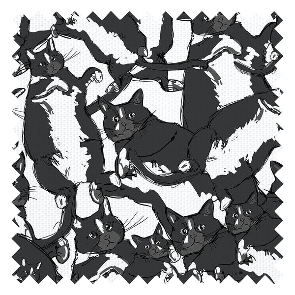 Cat-astrophe Fabric in Shades of Grey