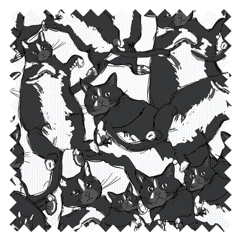 Cat-astrophe Fabric in Shades of Grey