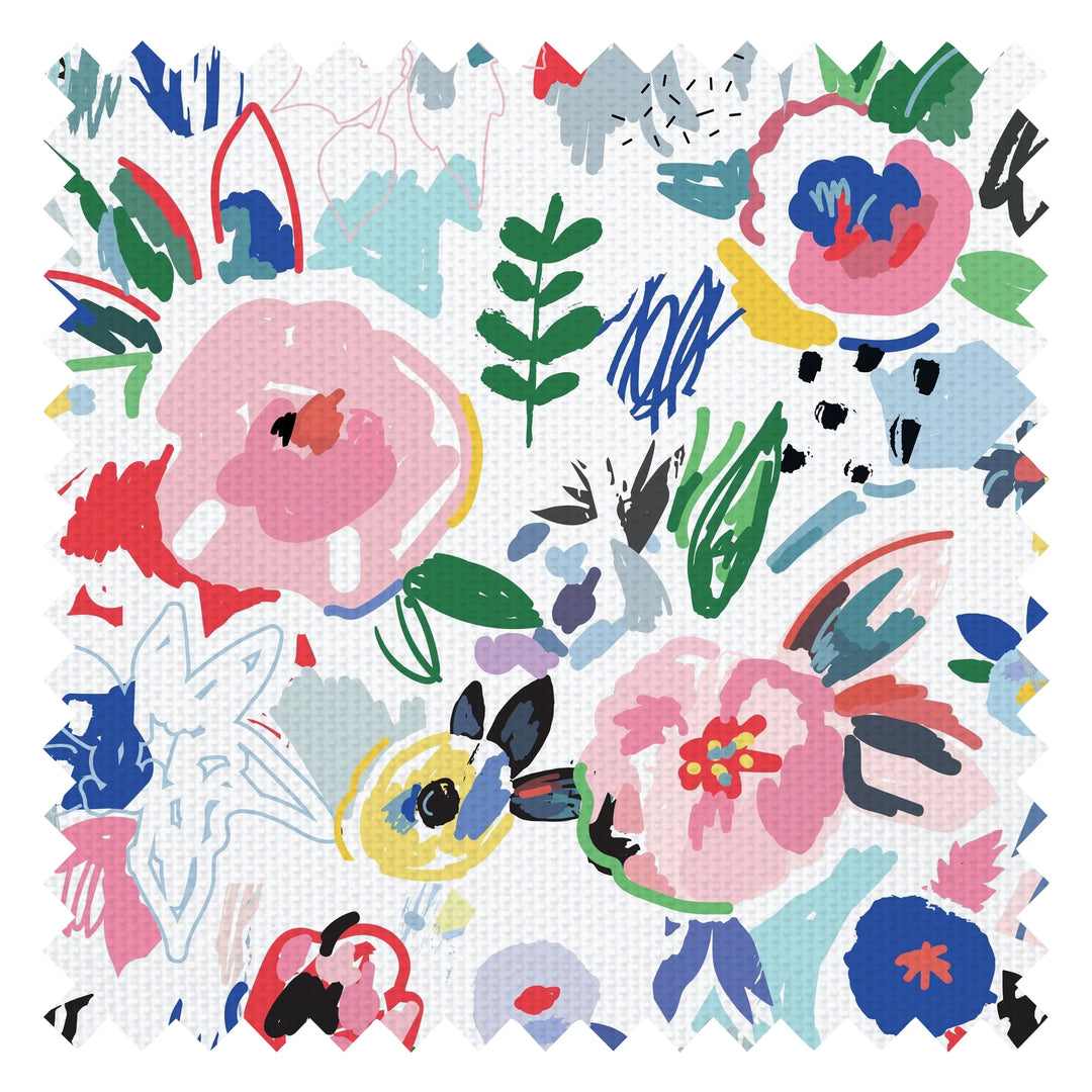 Spring Fling Fabric in Multicoloured on White