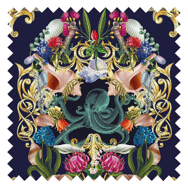 Treasure Chest Fabric in Deep Ocean Navy