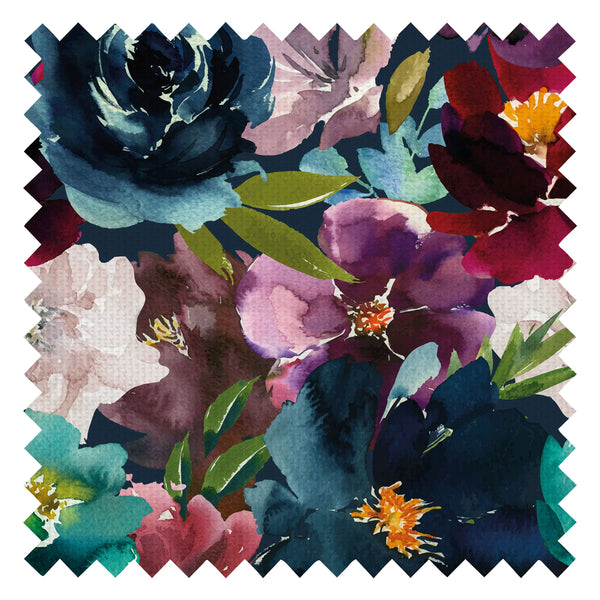 Once and Floral Fabric in Navy, Teal, Burgundy and Mauve