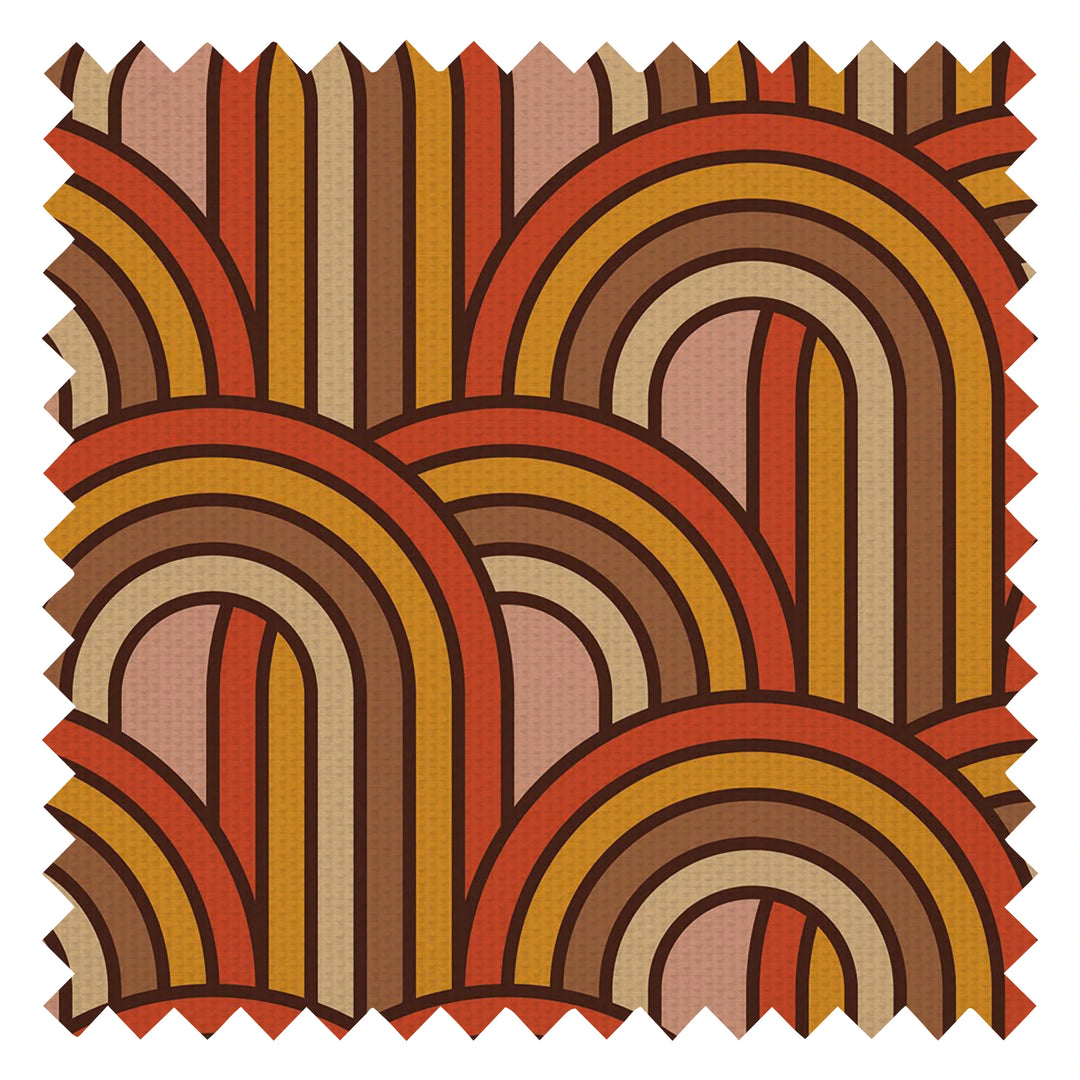 Keep On Rollin' Fabric in Burnt Orange, Ochre, Toffee Brown and Sand
