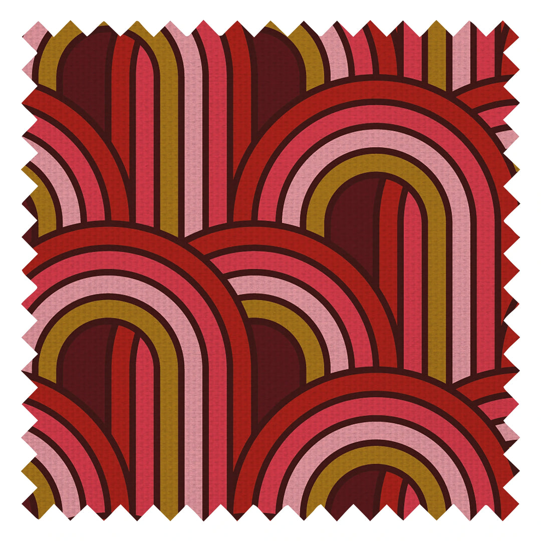 Keep On Rollin' Fabric in Maroon, Lipstick Pinks and Rich Gold