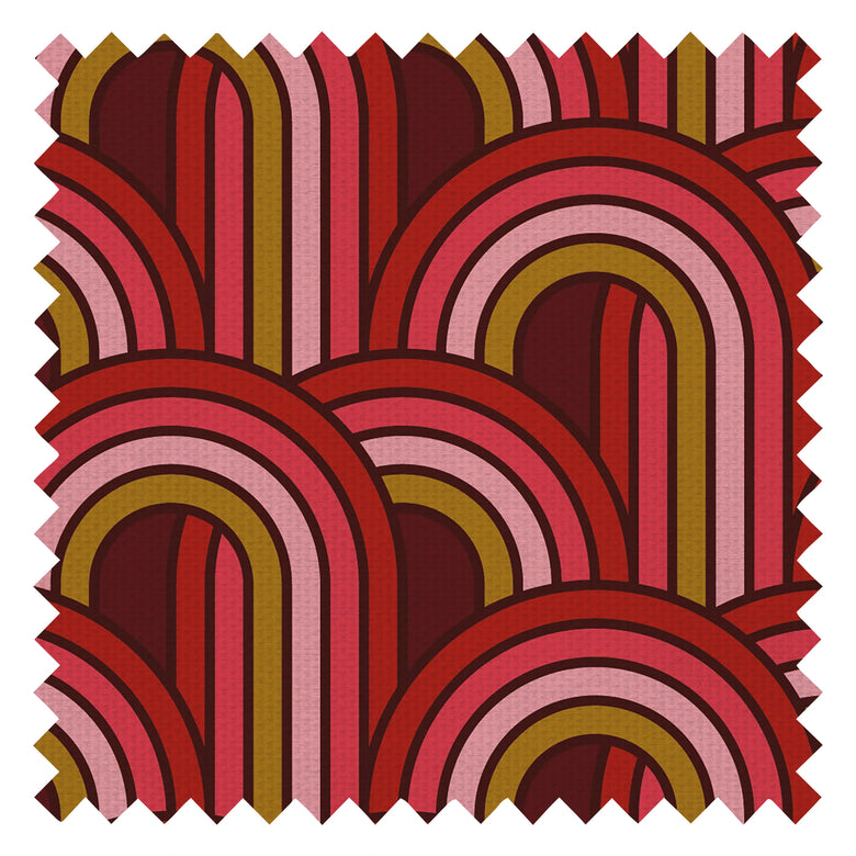 Keep On Rollin' Fabric in Maroon, Lipstick Pinks and Rich Gold