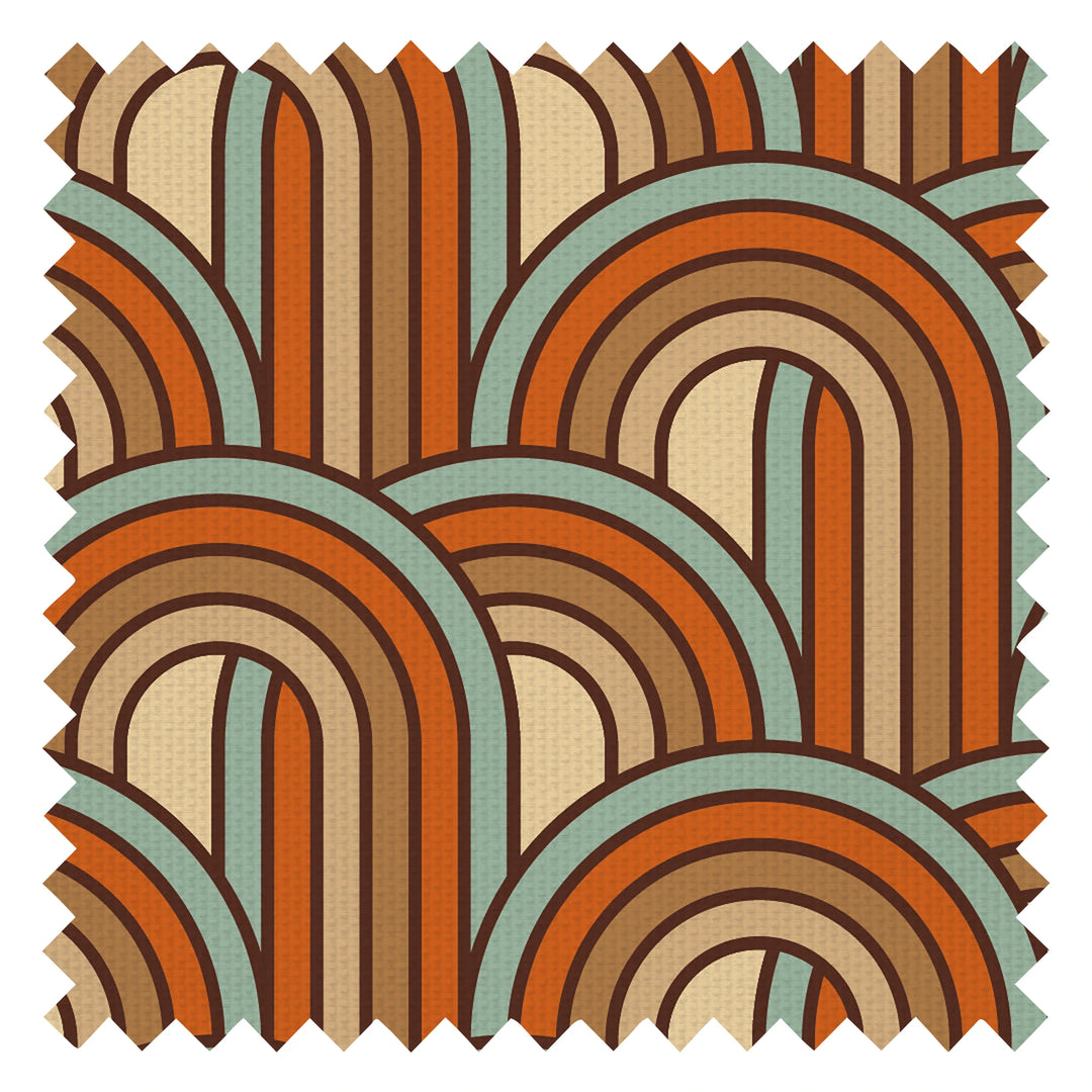 Keep on Rollin' Fabric in Duck Egg Blue, Burnt Orange and Sand