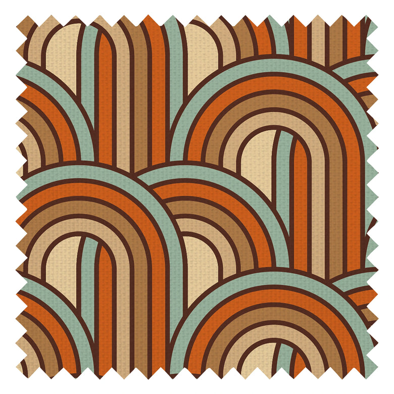 Keep on Rollin' Fabric in Duck Egg Blue, Burnt Orange and Sand