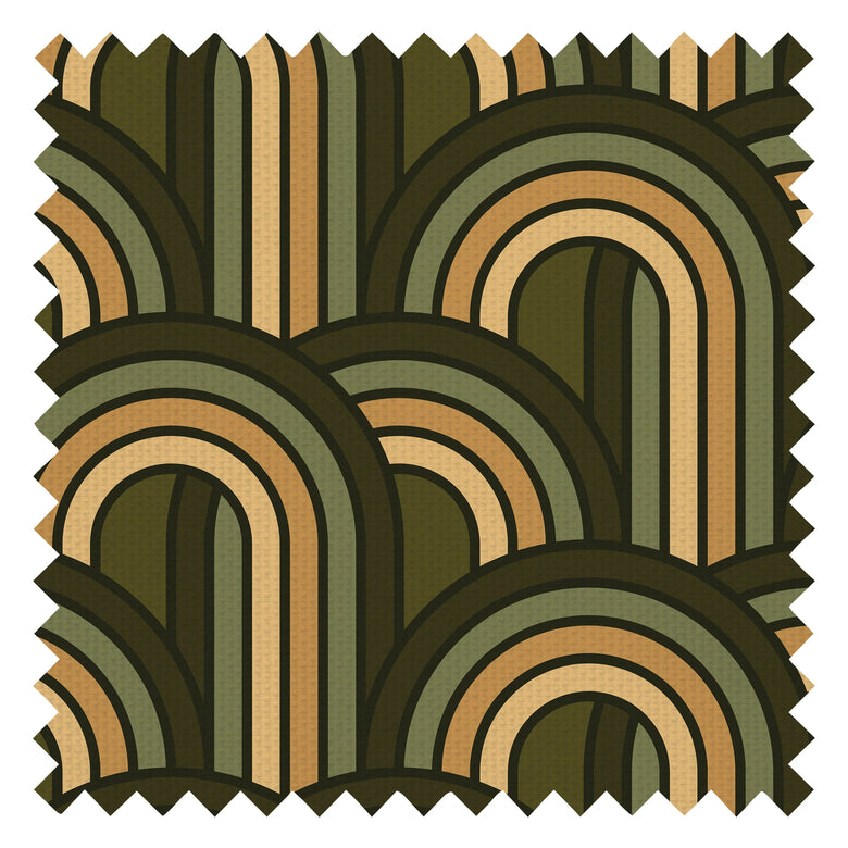 Keep on Rollin' Fabric in Olive Green, Avocado and Harvest Gold