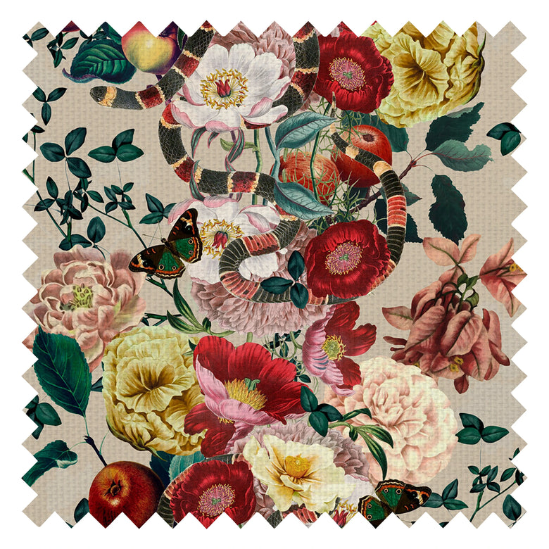Forbidden Fruit Fabric in Biscuit Beige