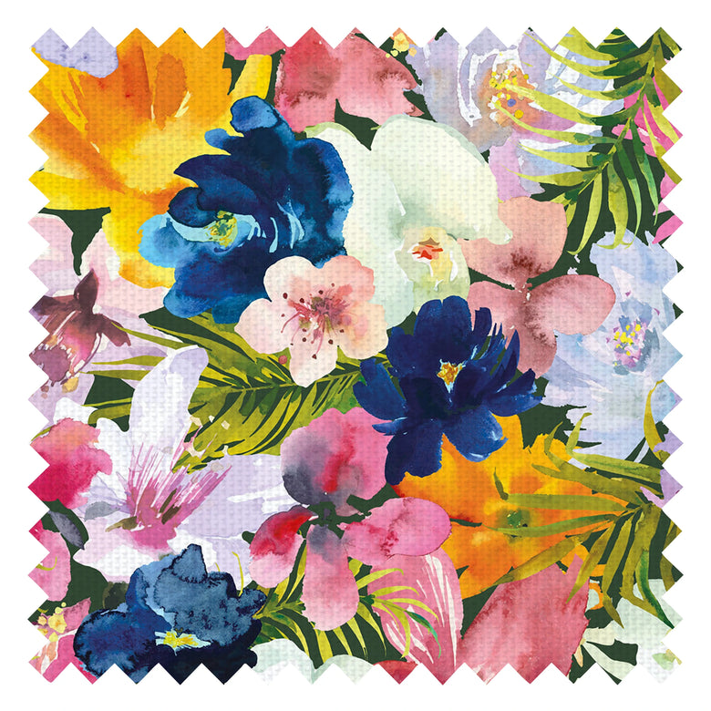 Vacay Vibes Fabric in Tropical Orange, Ocean Blue and Flamingo Pink