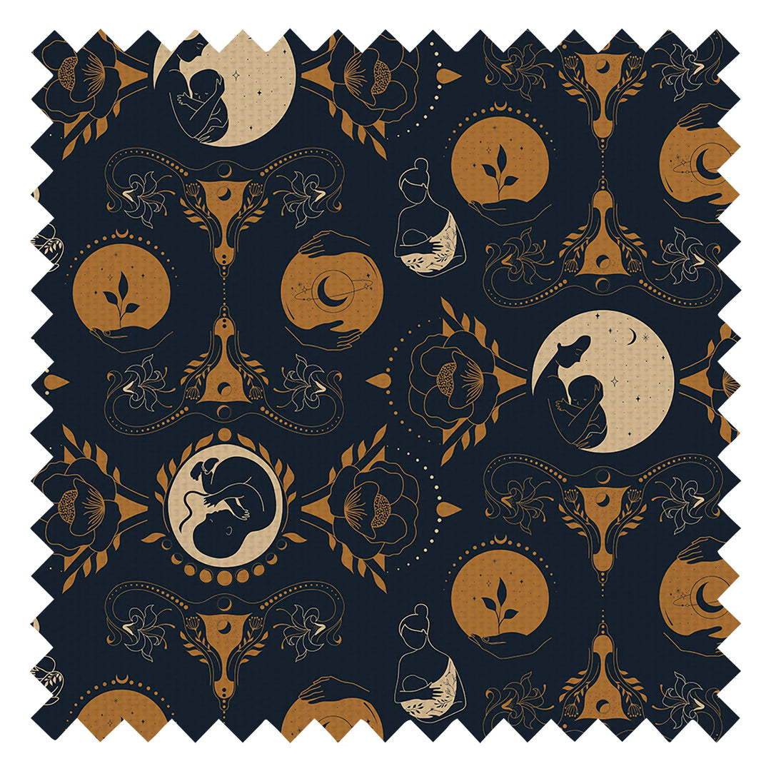 Freyja Fabric in Navy and Gold