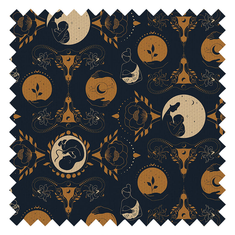 Freyja Fabric in Navy and Gold