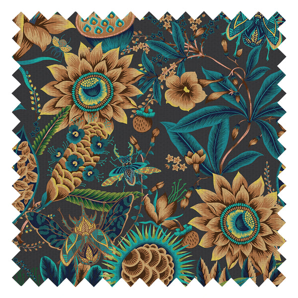 Pandora Fabric in Emerald, Teal and Ochre