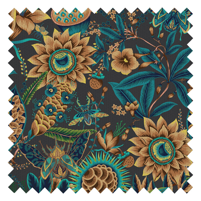 Pandora Fabric in Emerald, Teal and Ochre