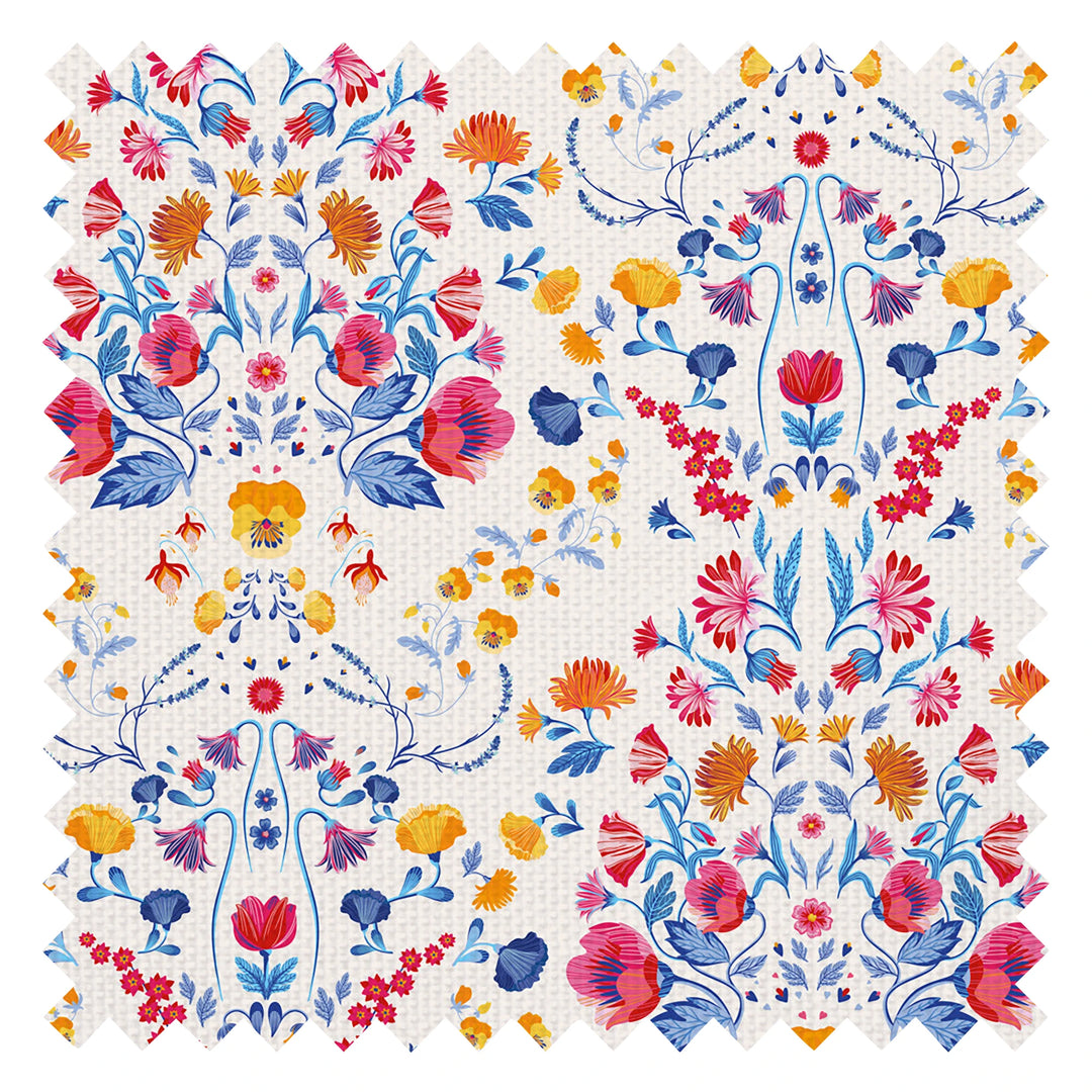 Forget Me Not Fabric in Citrus, Fuchsia and Cobalt Blue