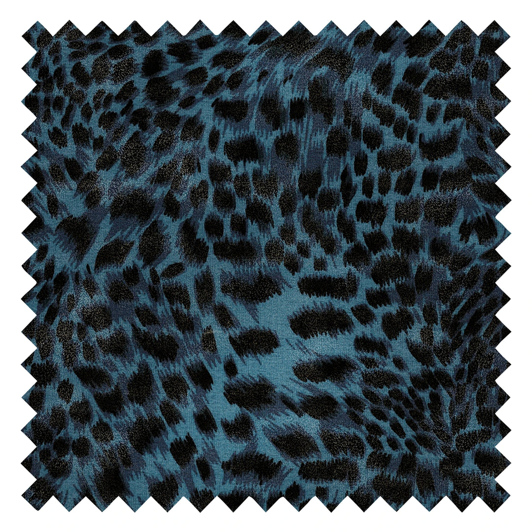 Lady Leopard Fabric in Dark Cobalt Blue