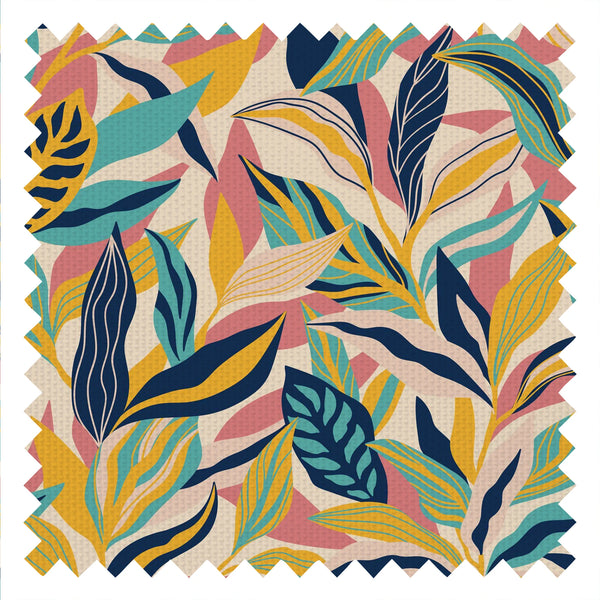 Honolulu Fabric in Ochre, Rose Pink and Teal
