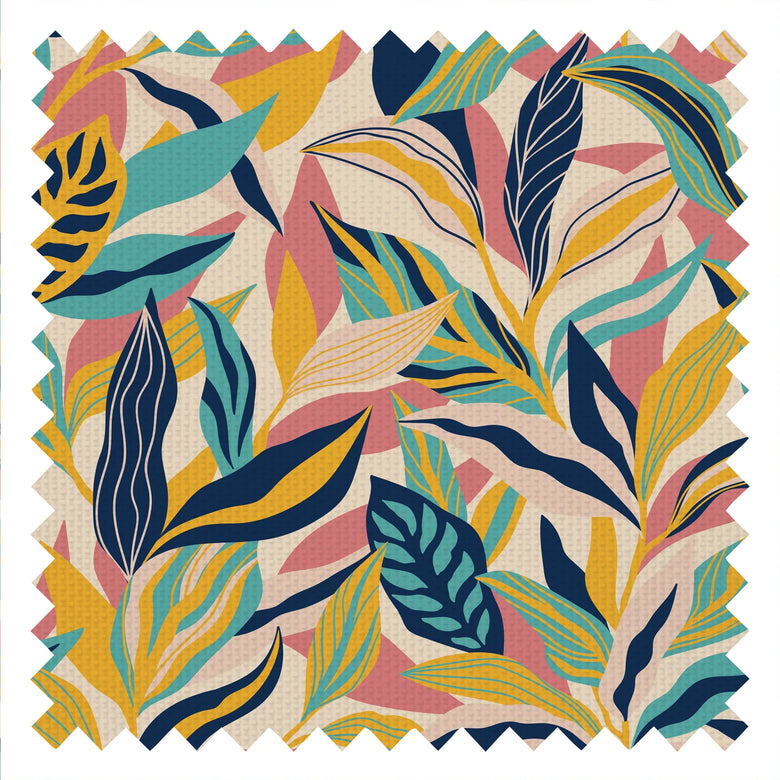 Honolulu Fabric in Ochre, Rose Pink and Teal