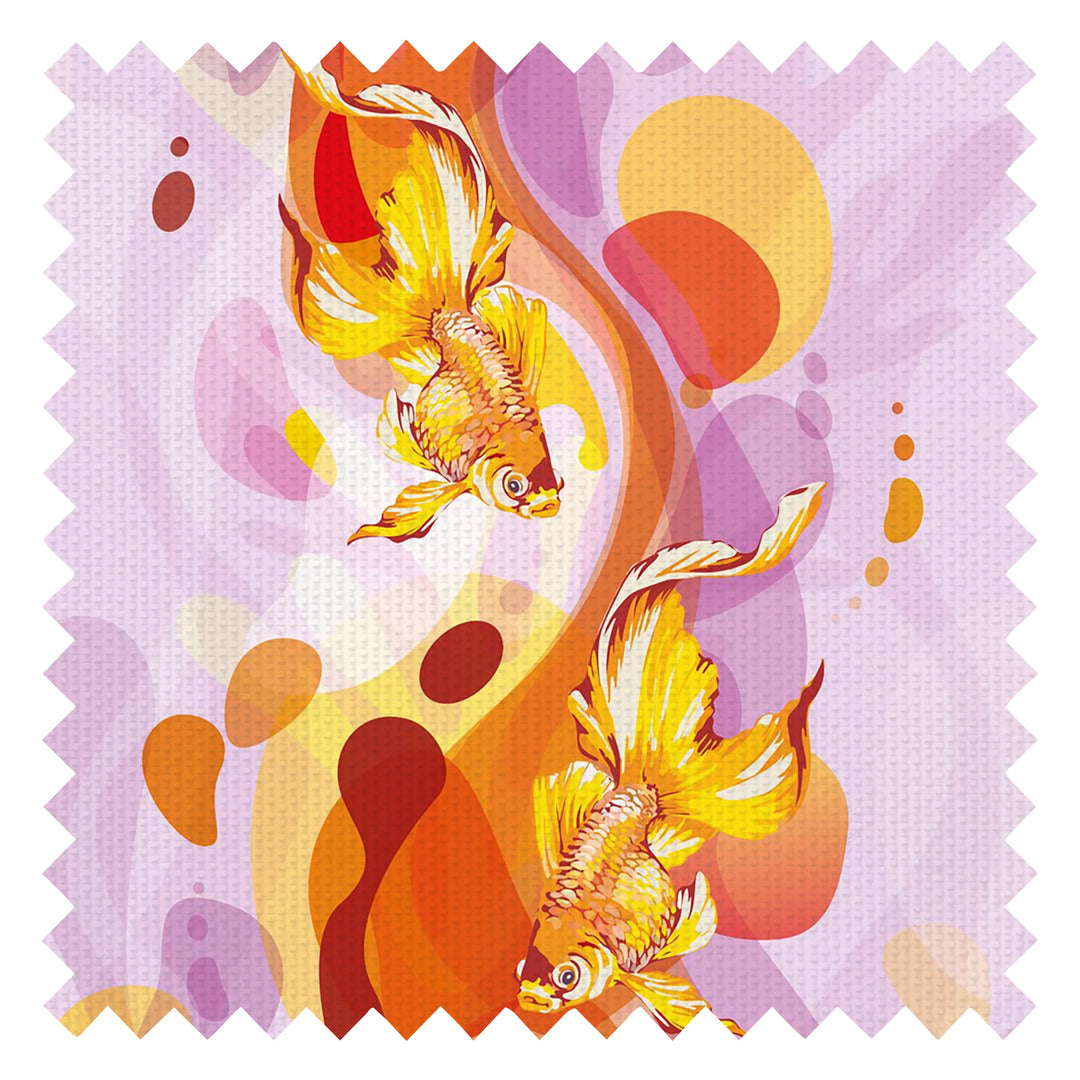 Mesmerised Fabric in Lilac, Tangerine and Golden Yellow